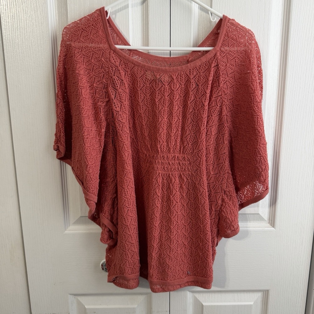 Sonoma Life + Style Coral Crochet Eyelit Short Sleeve Women's Size 1X Cruise